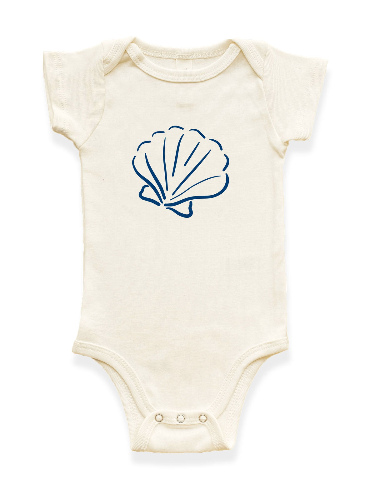 Seashell Organic Cotton Baby Bodysuit – Short Sleeve, 0–18M