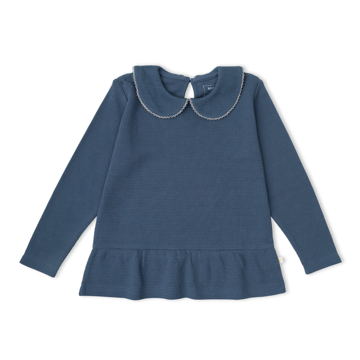 Organic Collar Peplum Tops, Set of 2 for Babies & Toddlers – Indigo Blossom + Navy