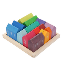 Load image into Gallery viewer, 15 Pcs Little Village Wooden House Toys Building Blocks

