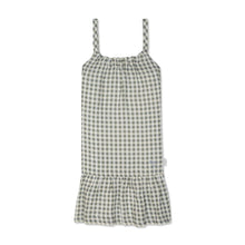 Load image into Gallery viewer, Kids Blue Gingham Linen Kid Dress - Natural/Faded Denim
