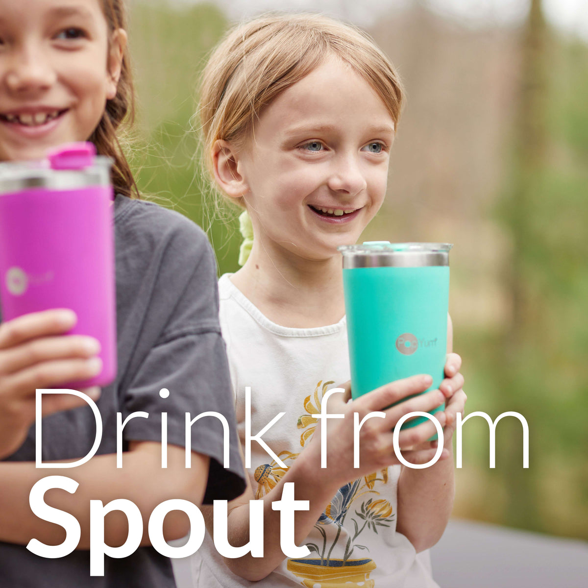 PopYum 13oz Insulated Stainless Steel Kids' Cups with Straw, 2-Pack – Orange & Sky Blue