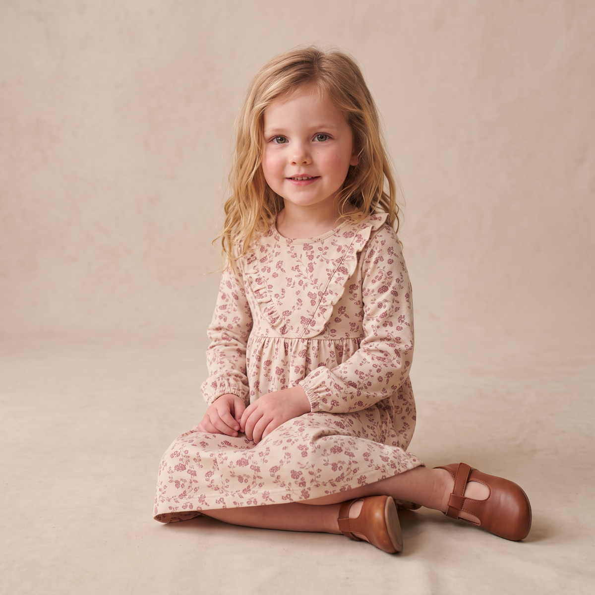 Organic Long Sleeve Ruffle V-Neck Dress for Babies & Toddlers – Petal Whispers