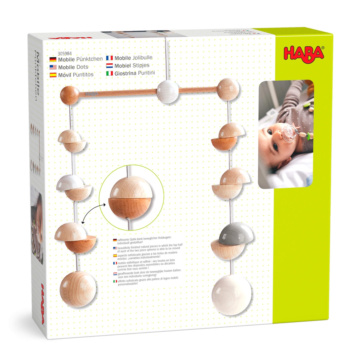 HABA Eco-Friendly Minimalist Wooden Baby Mobile Dots