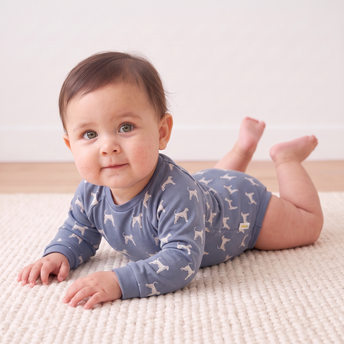 Organic Cotton Long Sleeve Bubble Romper for Babies – Dog