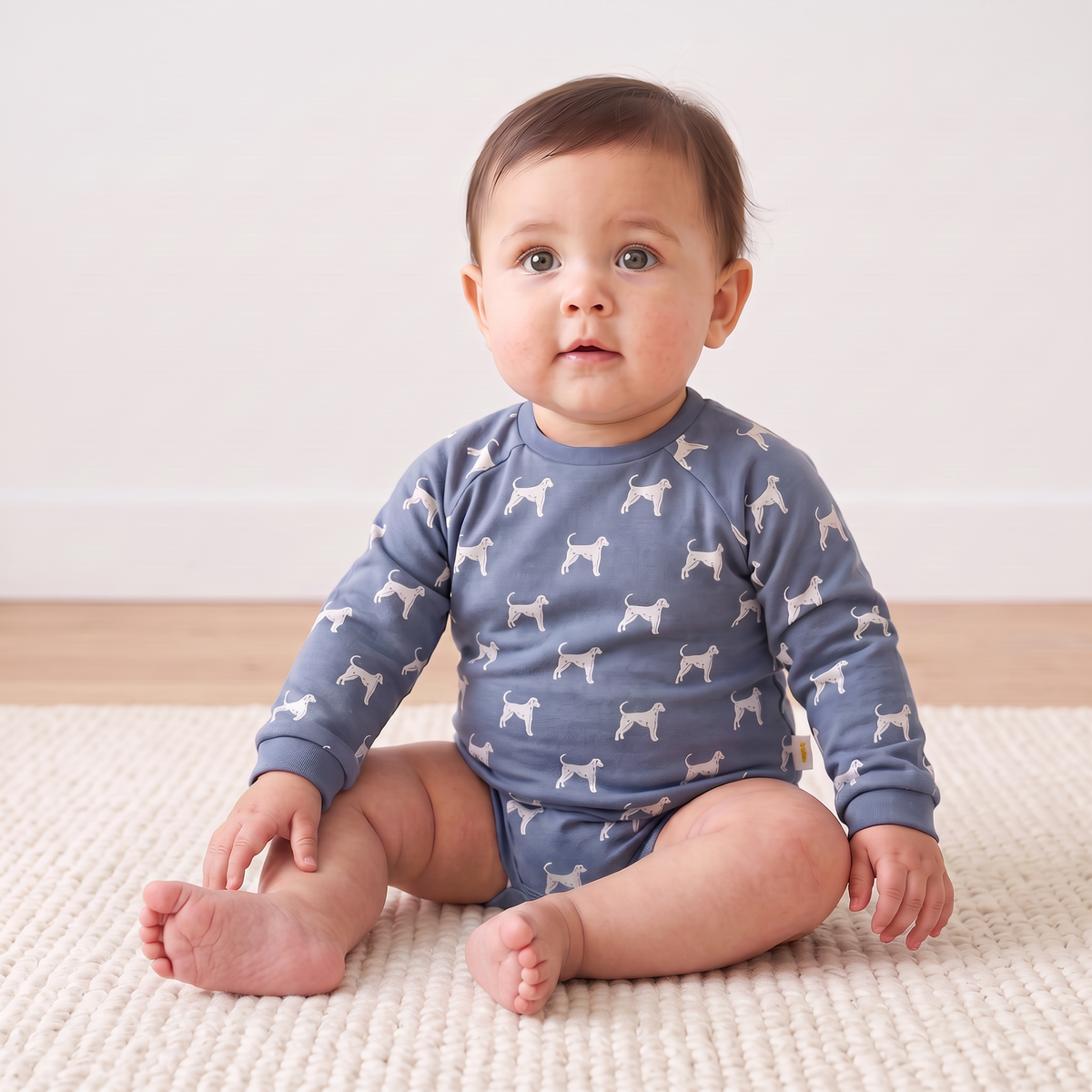 Organic Cotton Long Sleeve Bubble Romper for Babies – Dog
