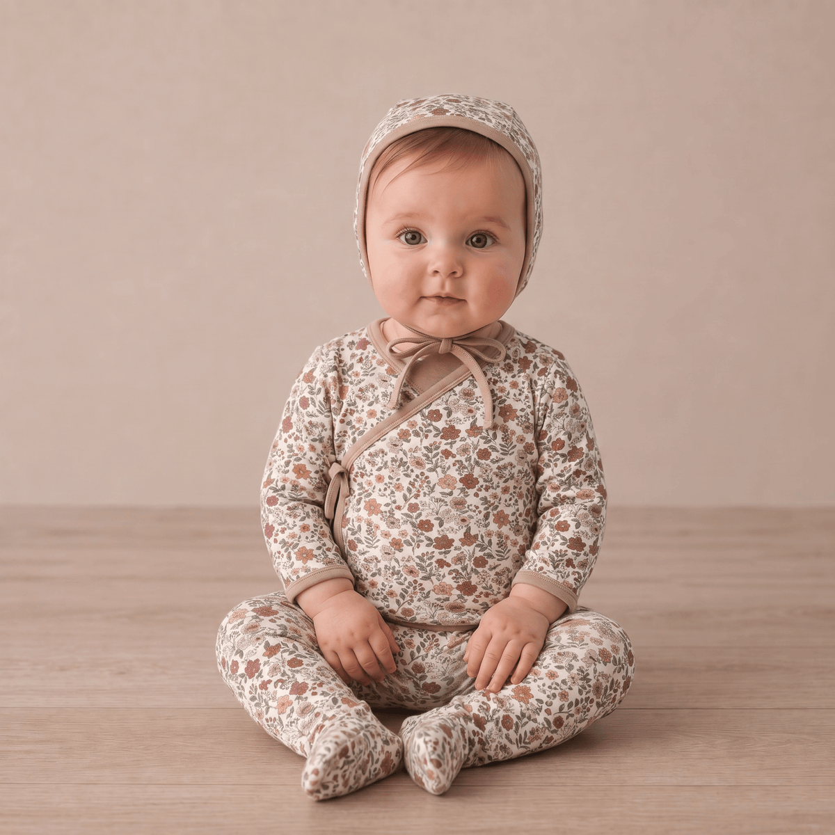 Organic Kimono Top & Footed Pants Set for Babies – Woodland Sprig