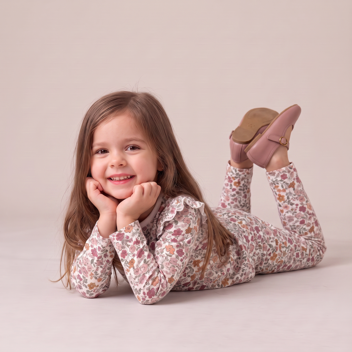Organic Cotton Ruffle Long Sleeve Tops, Set of 2 for Babies & Toddlers – Woodland Sprig + Taupe