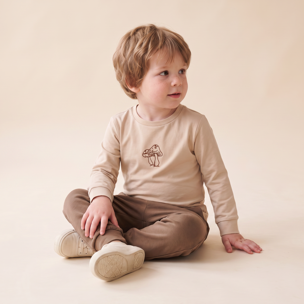 Organic Cotton Long Sleeve Tee for Babies & Toddlers – Mushroom