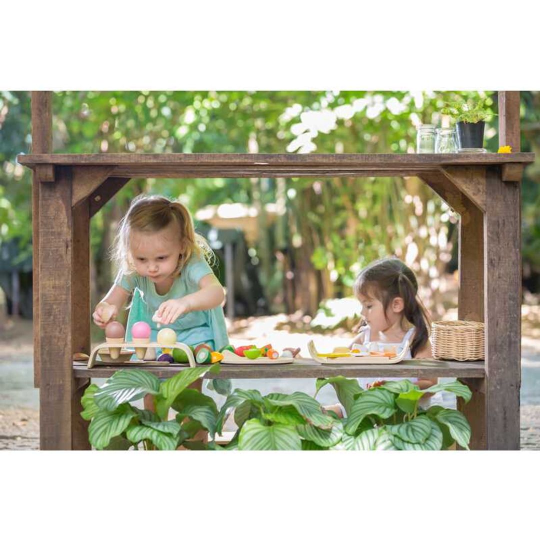 PlanToys Assorted Wooden Fruits & Vegetables Set: Eco-Friendly, Non-Toxic Pretend Play Food
