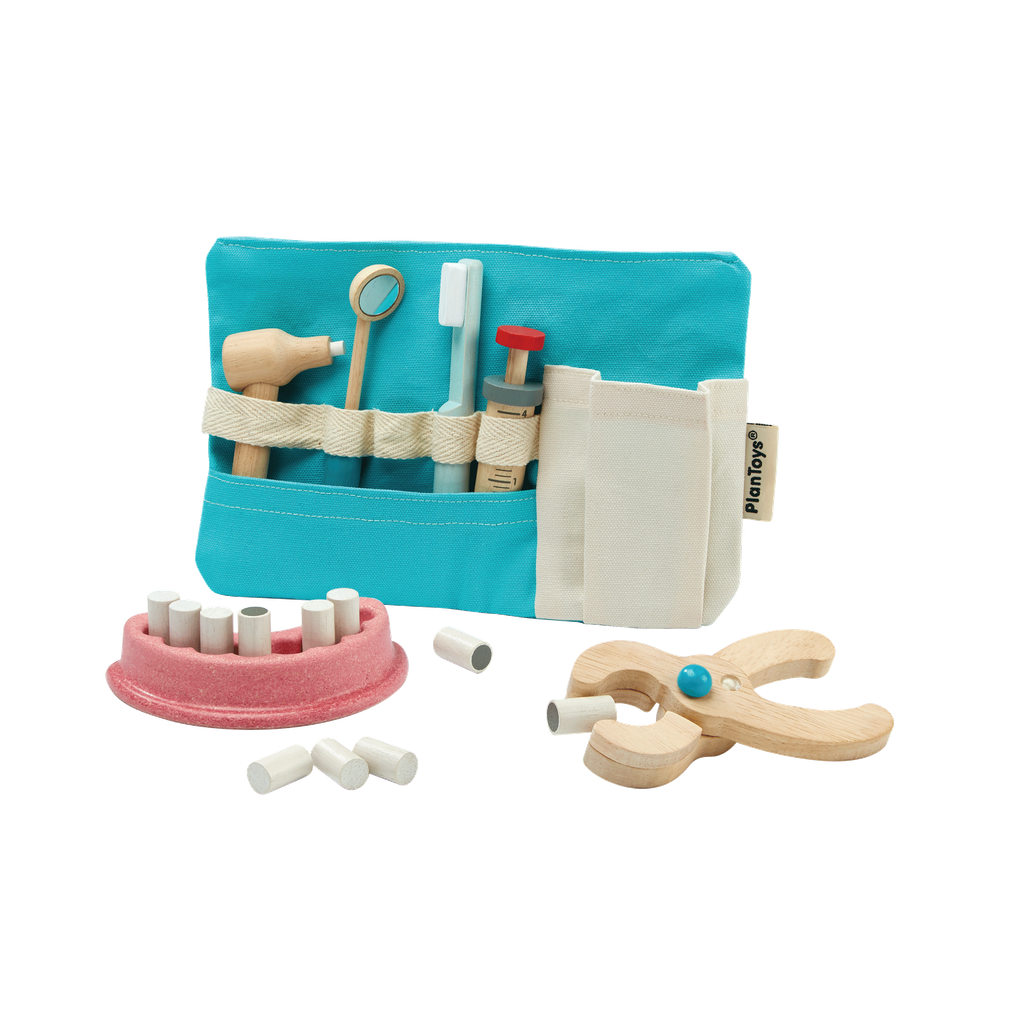 PlanToys Sustainable Wooden Dentist Pretend Play Set