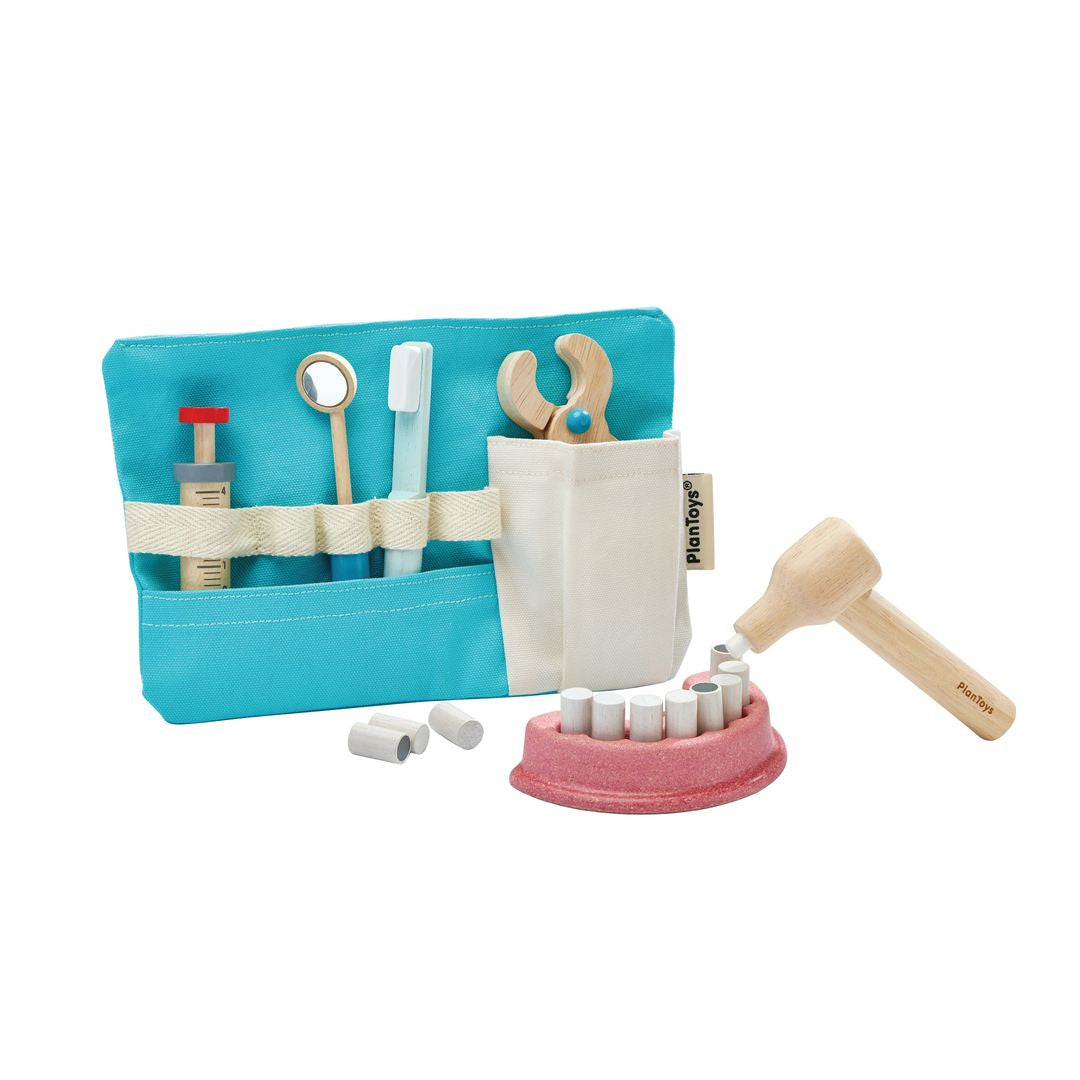 PlanToys Sustainable Wooden Dentist Pretend Play Set