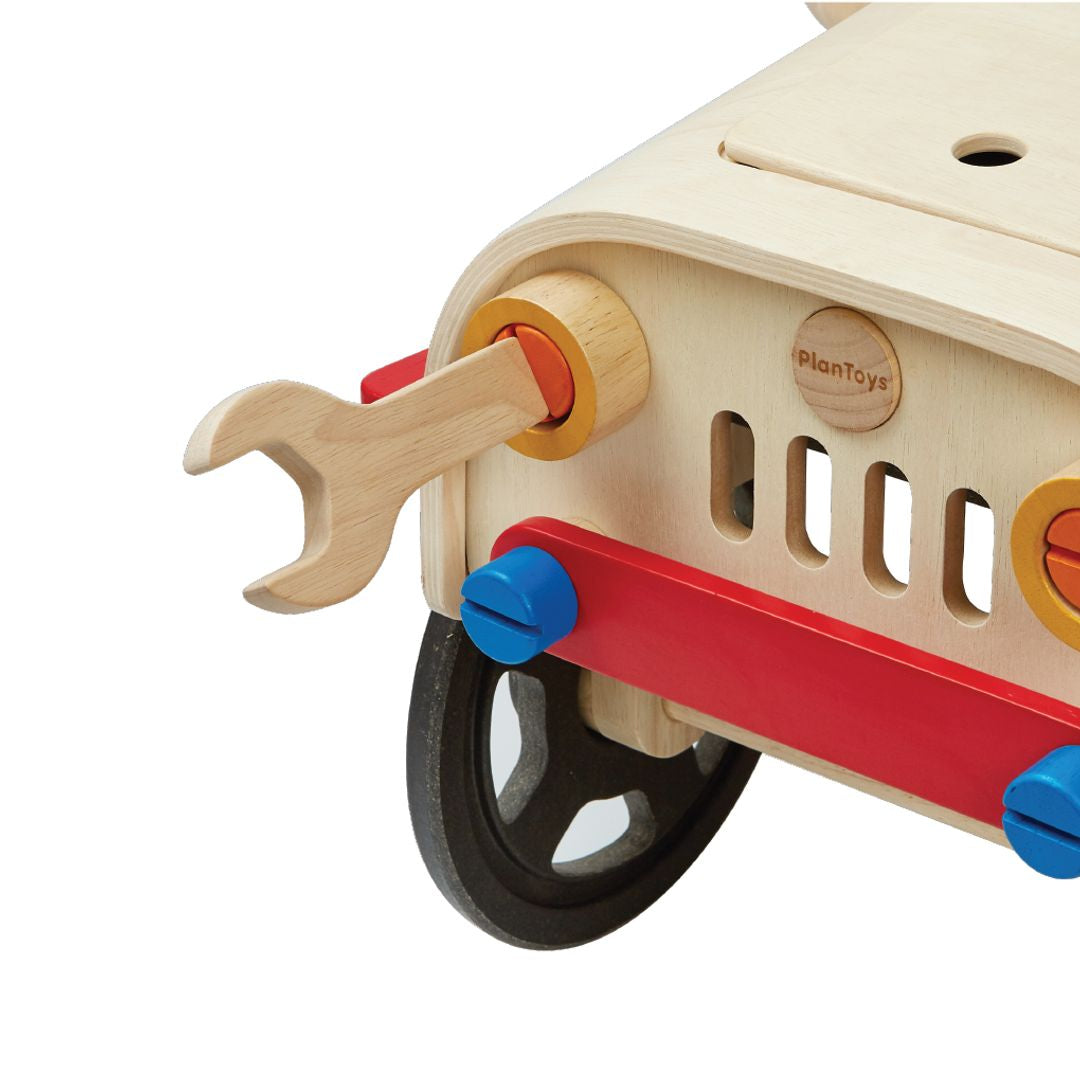 PlanToys Eco-Friendly Wooden Motor Mechanic Pretend Play Toy