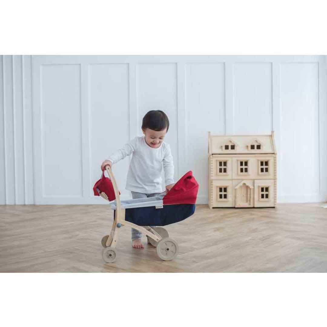 PlanToys Eco-Friendly Wooden Doll Stroller Toy