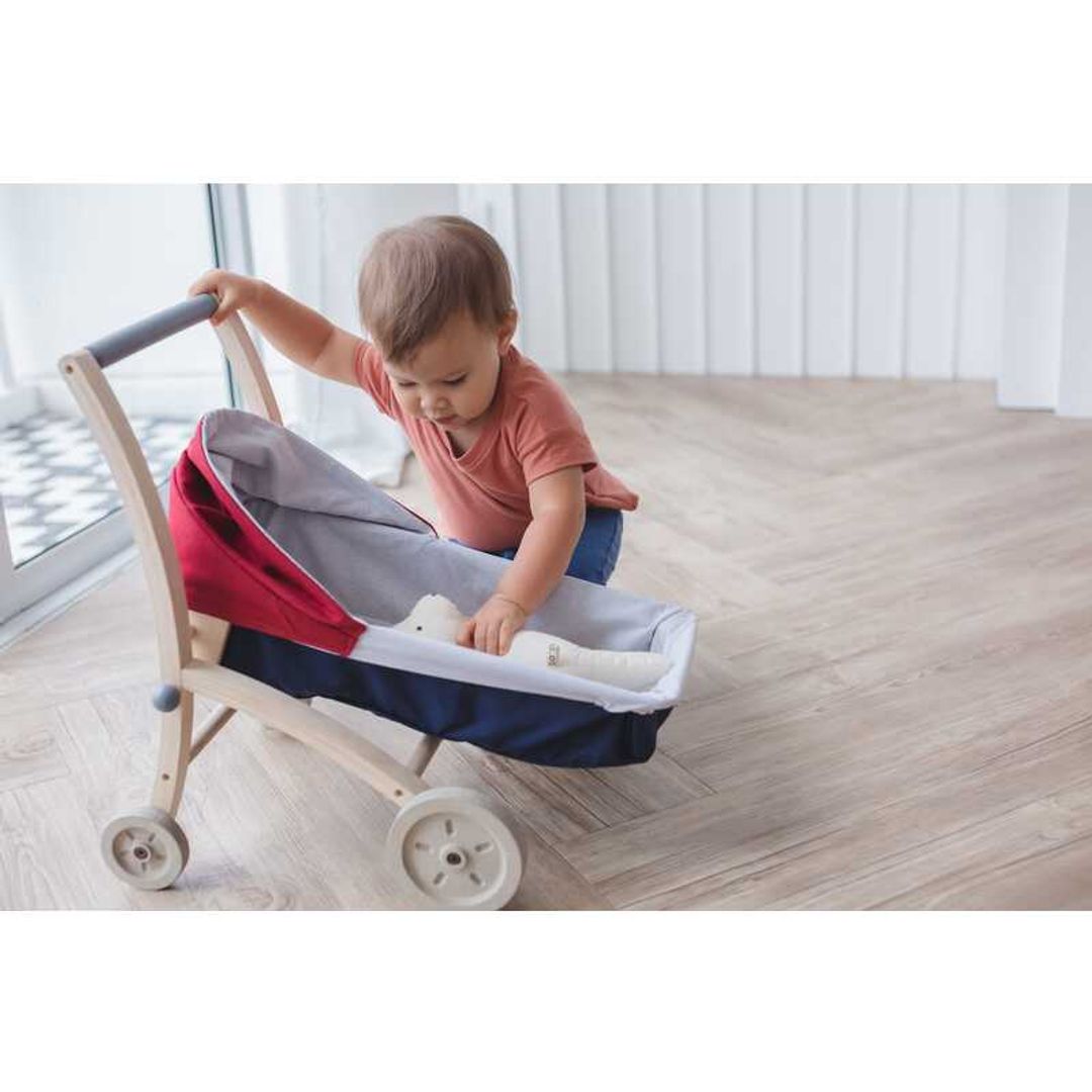 PlanToys Eco-Friendly Wooden Doll Stroller Toy