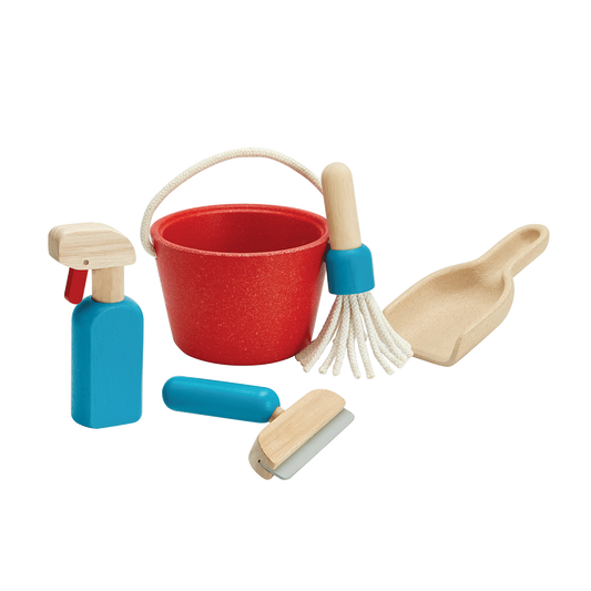 PlanToys Eco-Friendly Wooden Pretend Play Cleaning Set