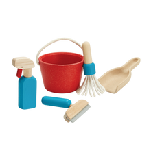 Load image into Gallery viewer, PlanToys Eco-Friendly Wooden Pretend Play Cleaning Set
