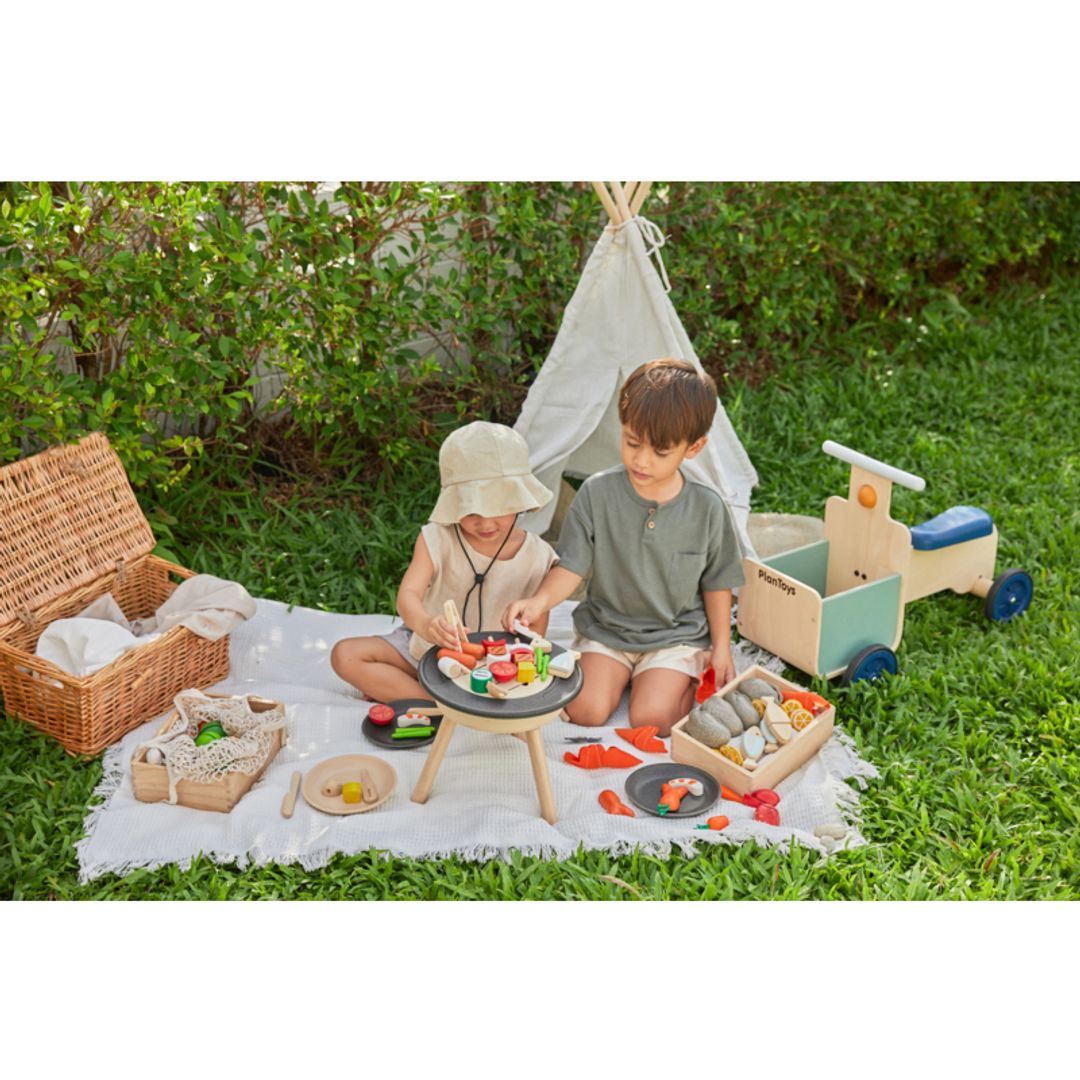 PlanToys Eco-Friendly Wooden Kids' Pretend Play BBQ Playset