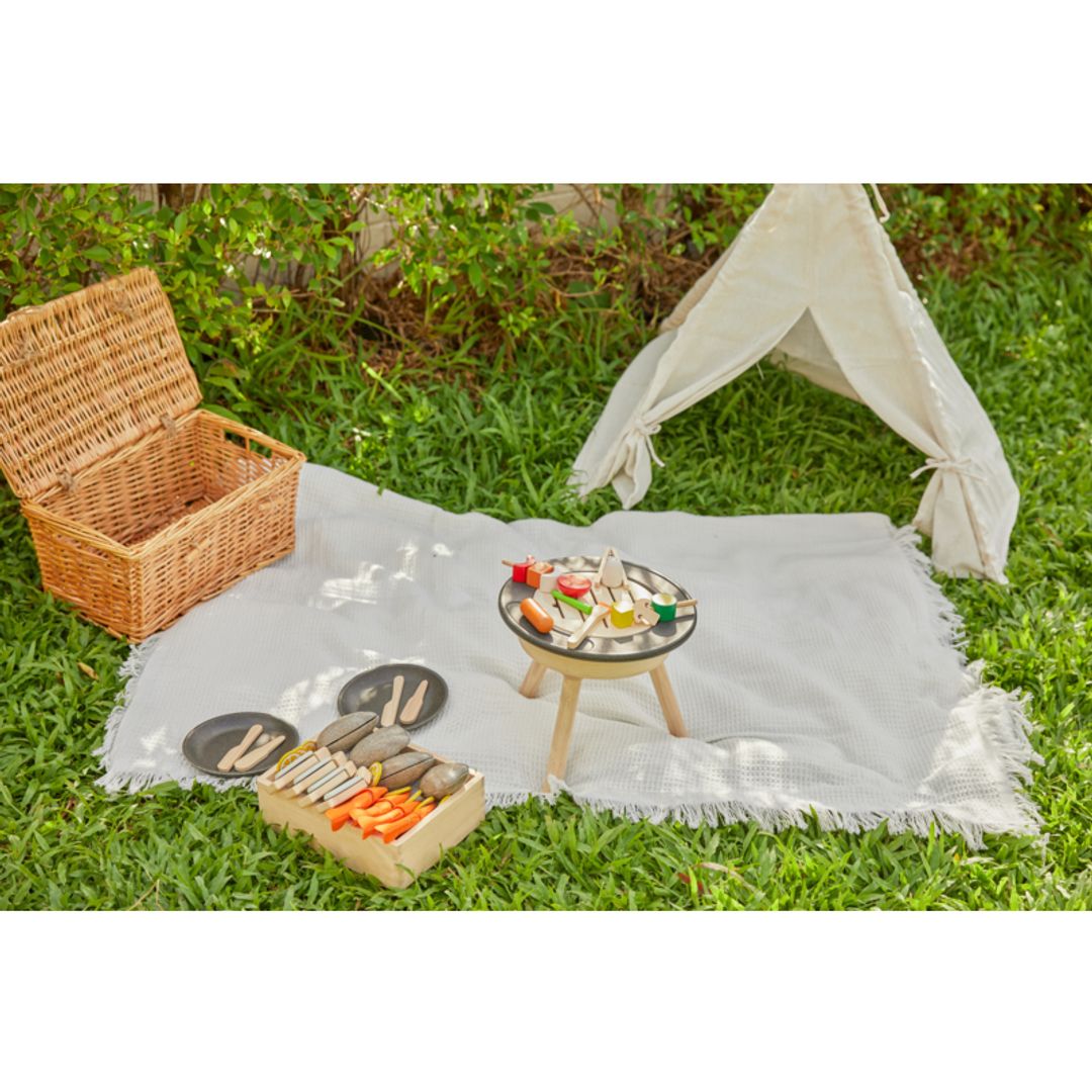 PlanToys Eco-Friendly Wooden Kids' Pretend Play BBQ Playset