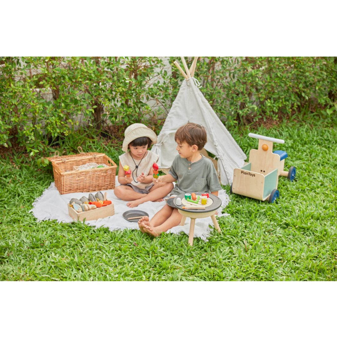 PlanToys Eco-Friendly Wooden Kids' Pretend Play BBQ Playset