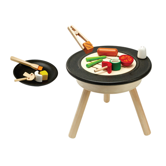 PlanToys Eco-Friendly Wooden Kids' Pretend Play BBQ Playset