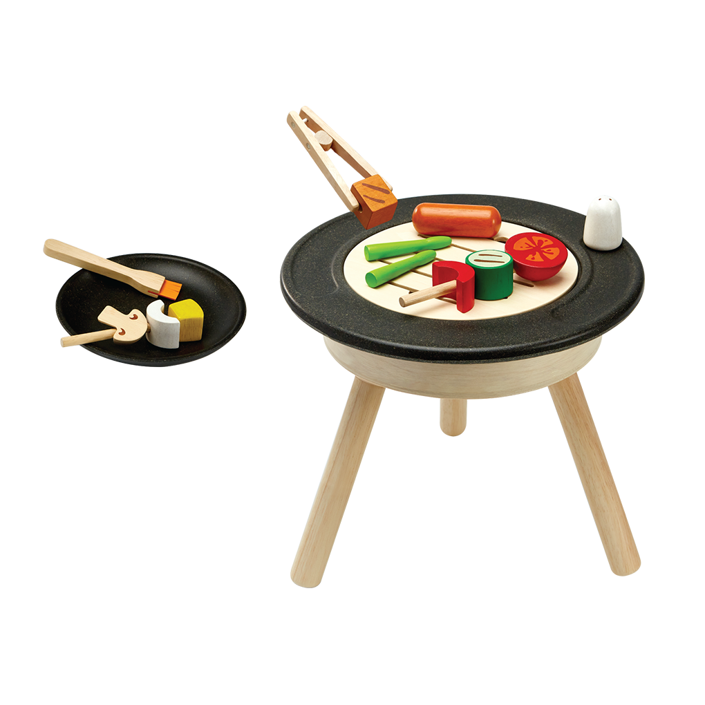 PlanToys Eco-Friendly Wooden Kids' Pretend Play BBQ Playset