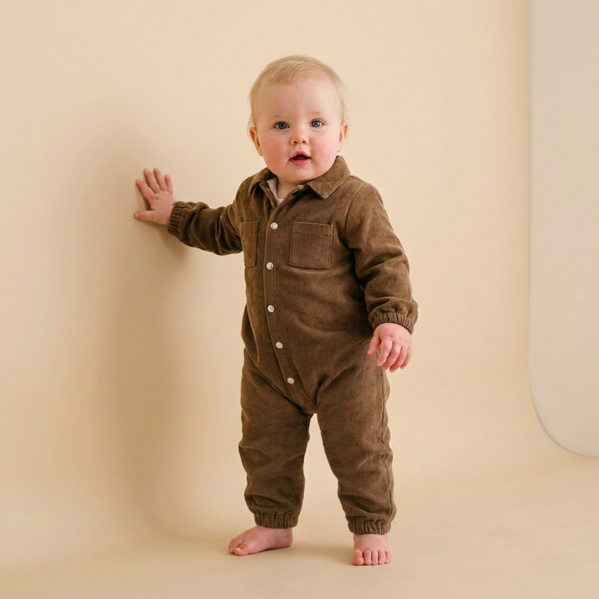 Organic Corduroy Jumpsuit for Babies – Brown