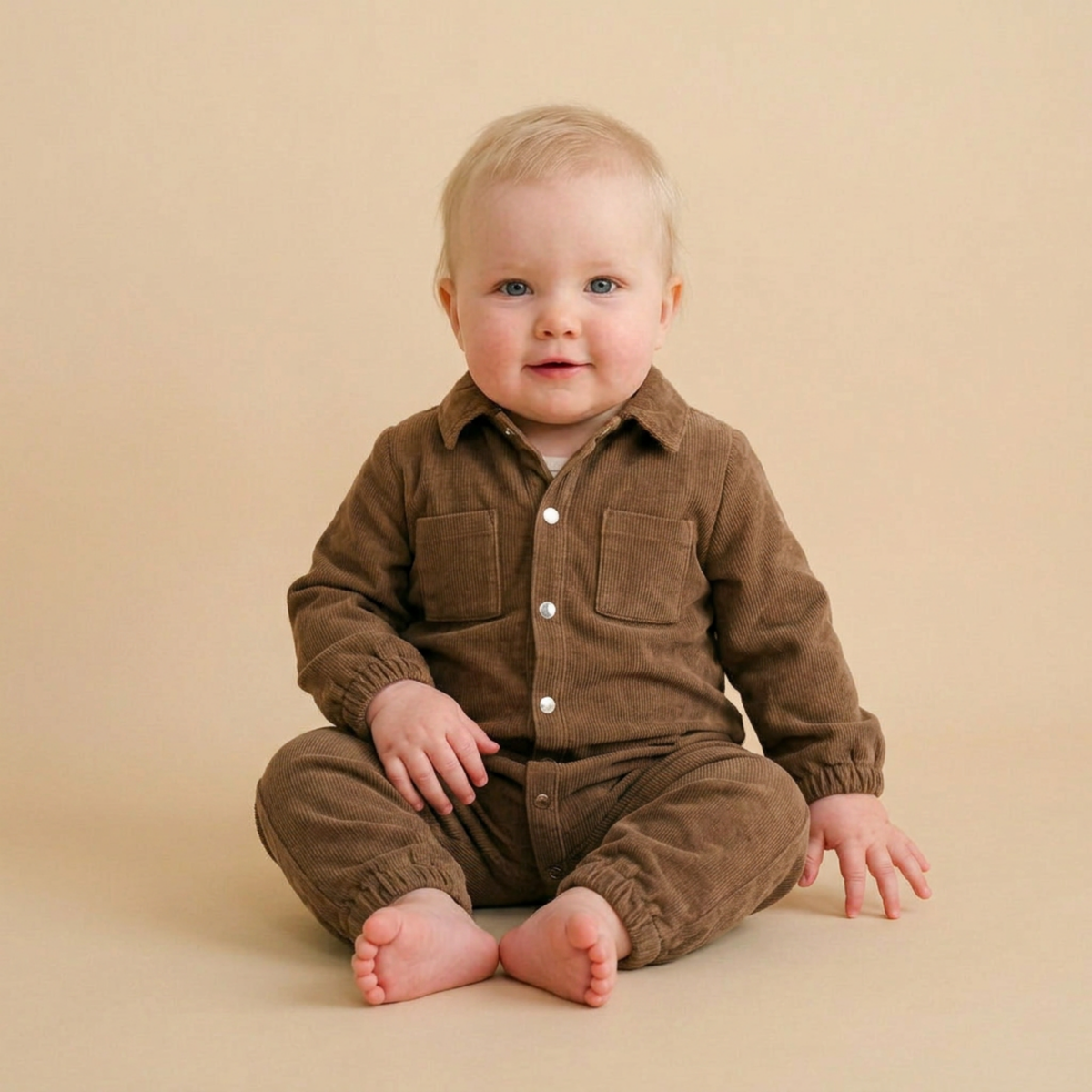 Organic Corduroy Jumpsuit for Babies – Brown