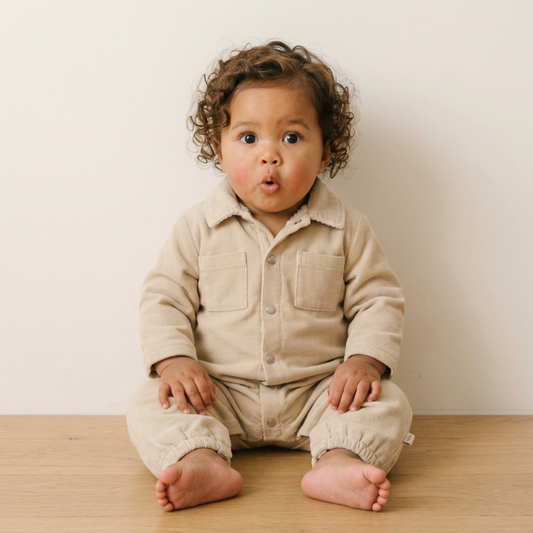 Organic Corduroy Jumpsuit for Babies – Oat