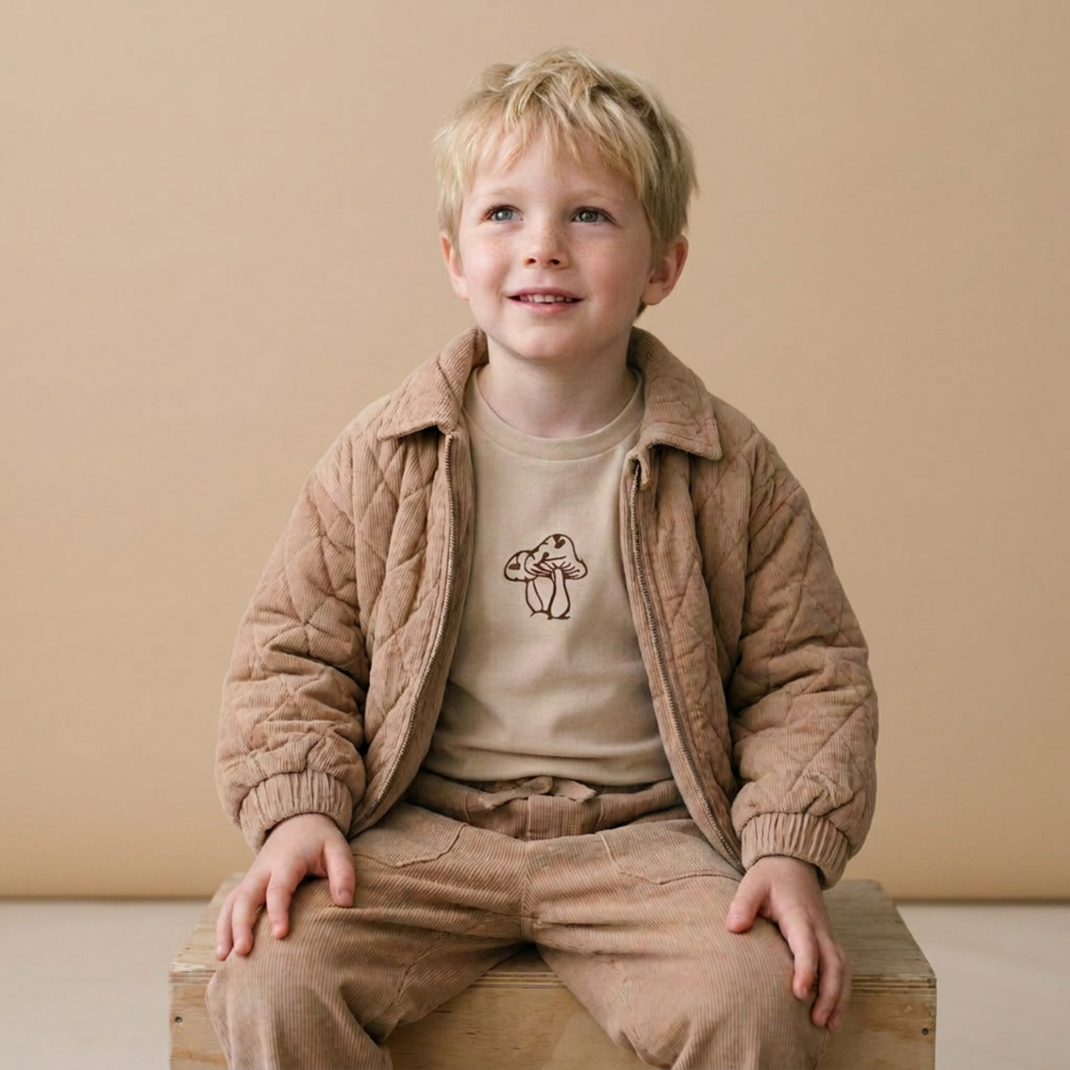 Organic Quilted Corduroy Bomber Jacket for Babies & Toddlers – Taupe