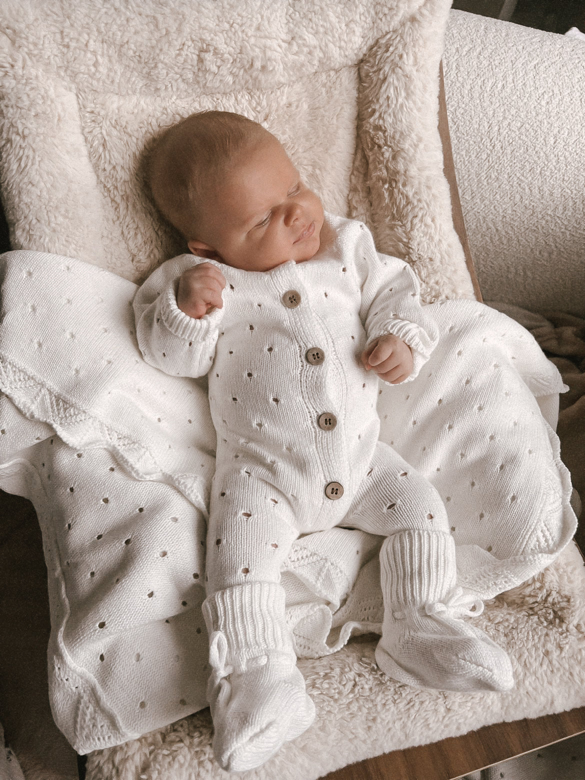 Luca + Luna Bring Me Home Organic Knit Coming Home Outfit | Cloud Bundle White