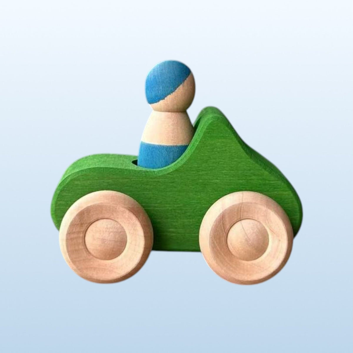 Green Elephant 7-Piece Wooden Rainbow Cars Set with 3 Peg Dolls
