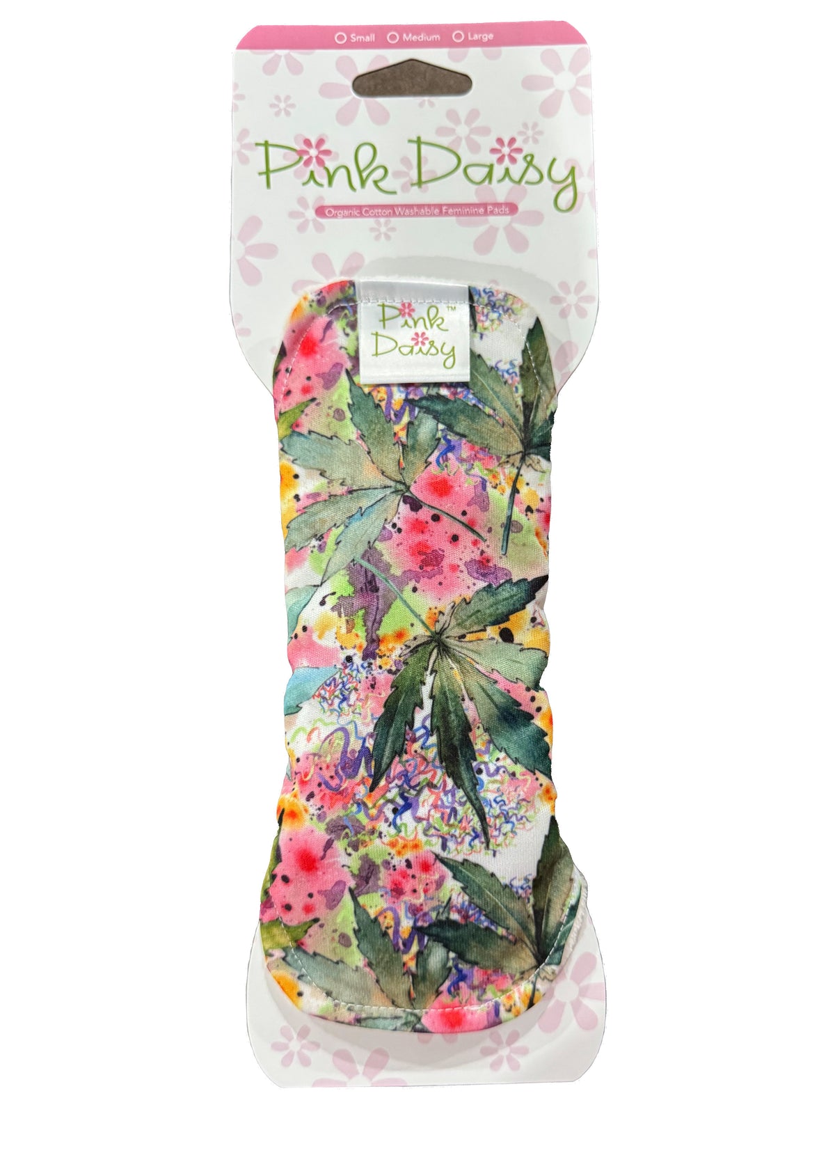 Pink Daisy Reusable Cloth Menstrual Pads – Organic Cotton Velour Top, Snap-On