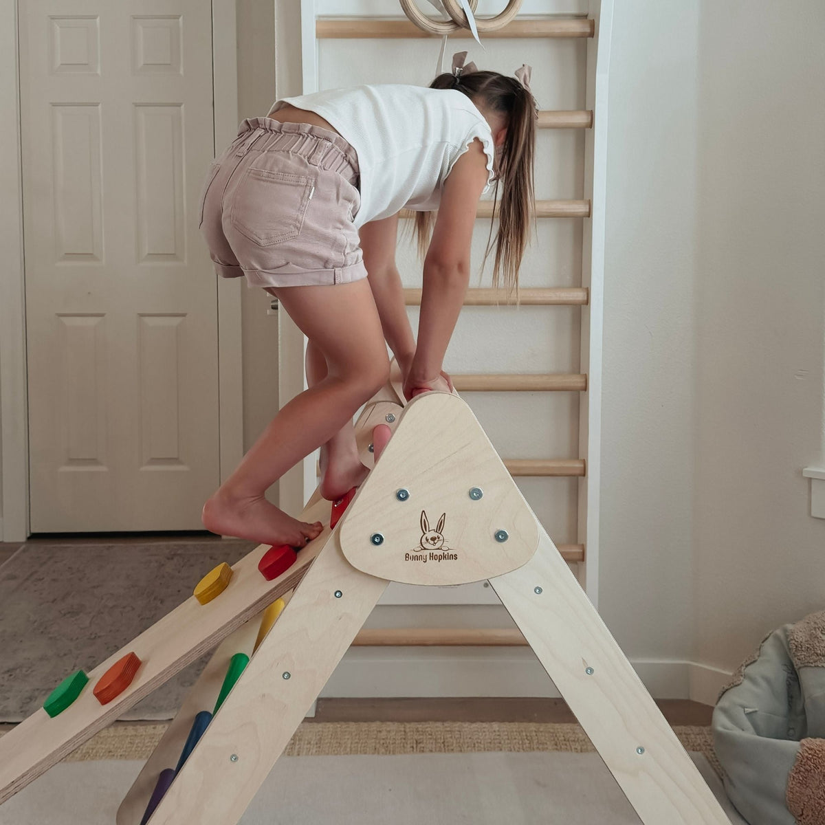 Bunny Hopkins Classic Climber Playset – Original Pikler Triangle with Reversible Ramp, Made in the USA