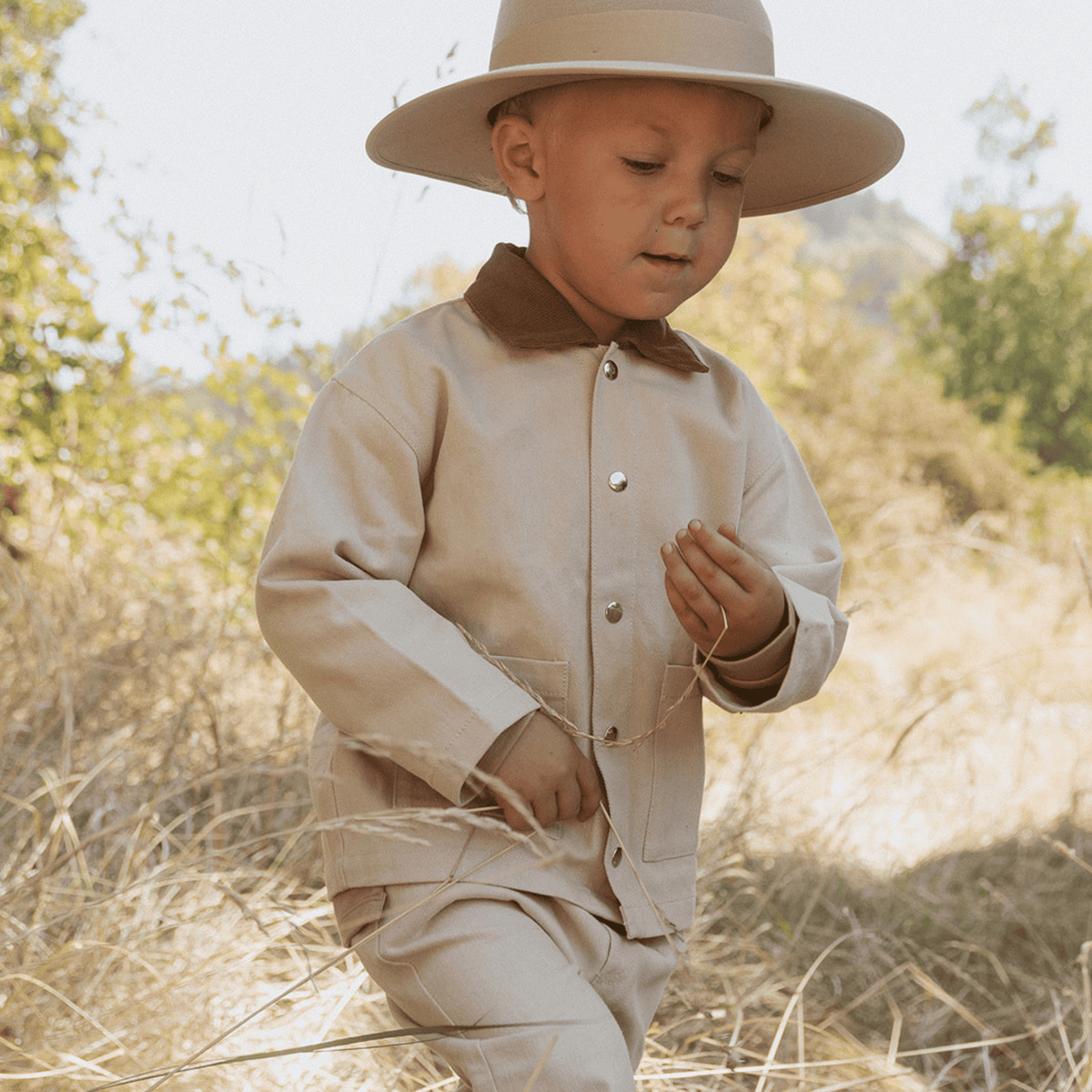 Organic Cotton Twill Button Jacket for Toddlers – Oat