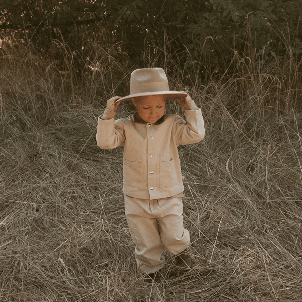 Organic Cotton Twill Button Jacket for Toddlers – Oat