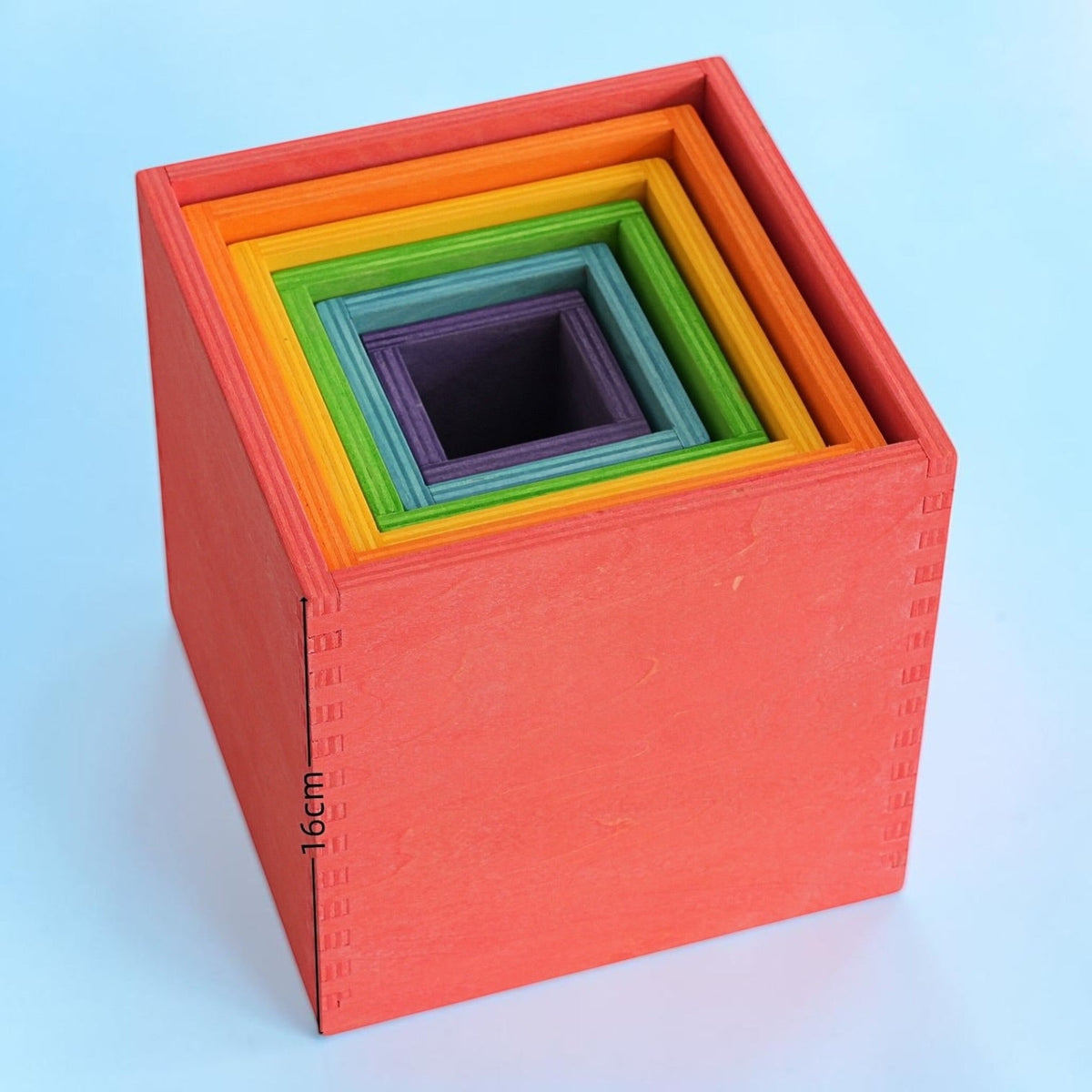 Green Elephant 6-Piece Rainbow Wooden Nesting Boxes – Stacking & Sorting Toy