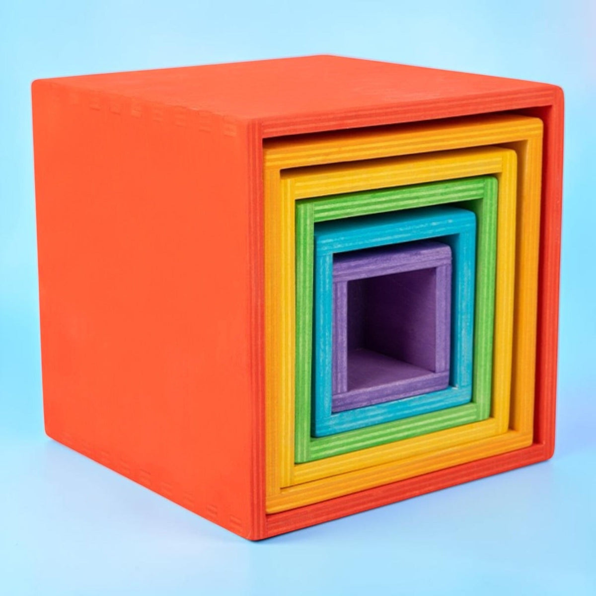 Green Elephant 6-Piece Rainbow Wooden Nesting Boxes – Stacking & Sorting Toy