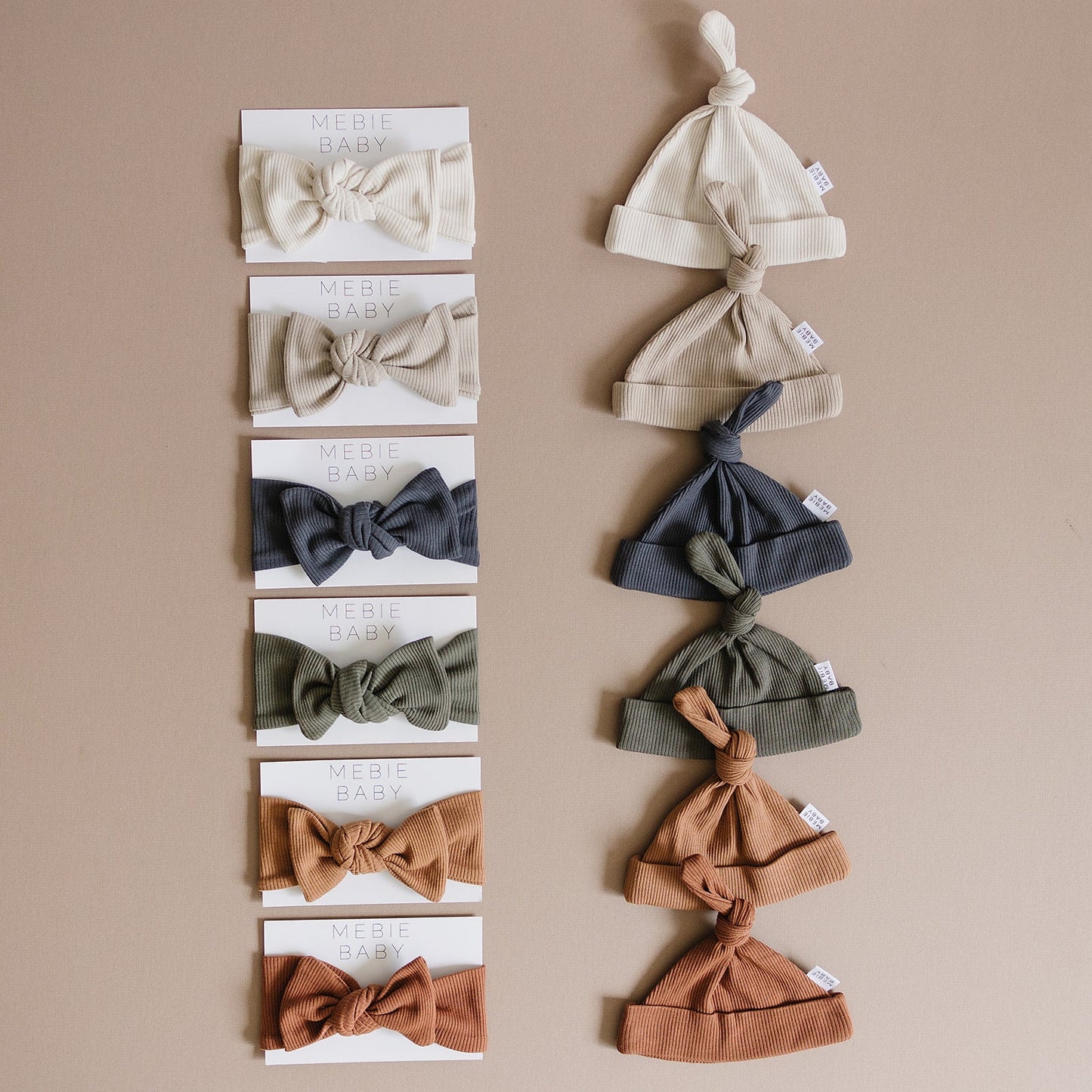 Mebie Baby Organic Cotton Ribbed Newborn Knot Hat | Charcoal