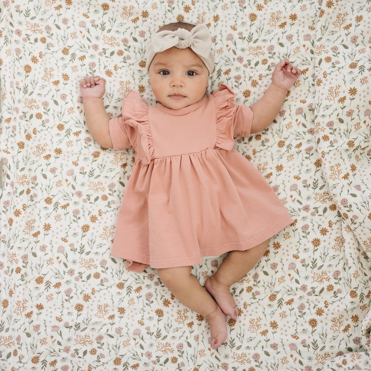 Mebie Baby Vanilla Organic Cotton Ribbed Bow Head Wrap