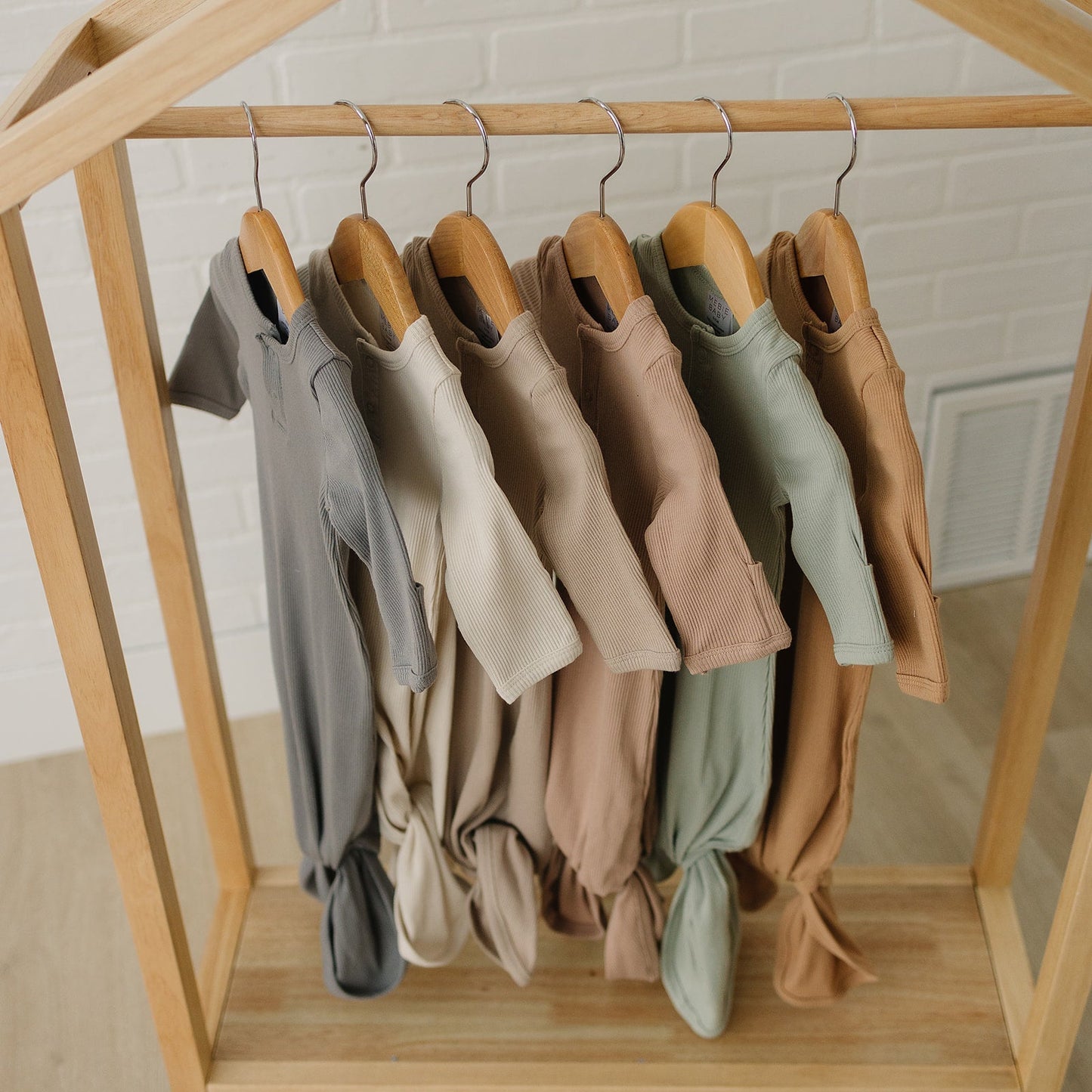 Mebie Baby Organic Cotton Ribbed Knot Gown | Grey