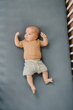 Load image into Gallery viewer, Mebie Baby Organic Ribbed Short Sleeve Bodysuit with Snaps | Cafe
