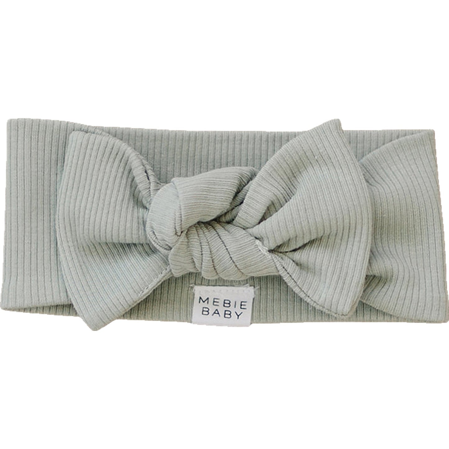 Mebie Baby Sage Organic Cotton Ribbed Bow Head Wrap