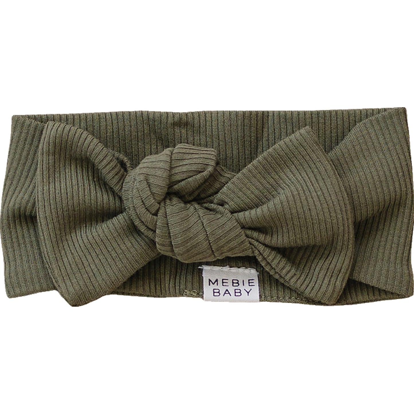 Mebie Baby Winter Green Organic Cotton Ribbed Bow Head Wrap