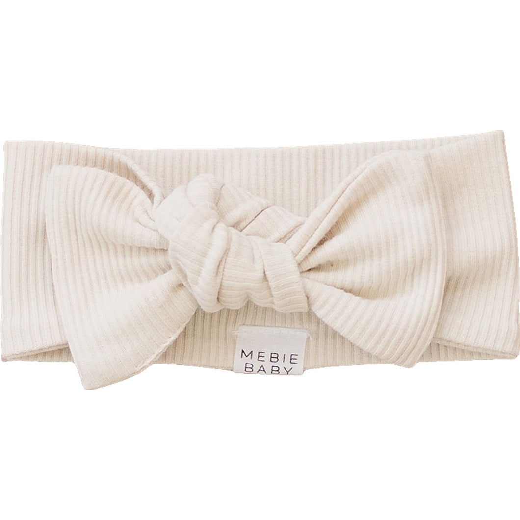 Mebie Baby Vanilla Organic Cotton Ribbed Bow Head Wrap