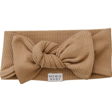 Load image into Gallery viewer, Mebie Baby Organic Cotton Ribbed Head Wrap Bow | Cafe
