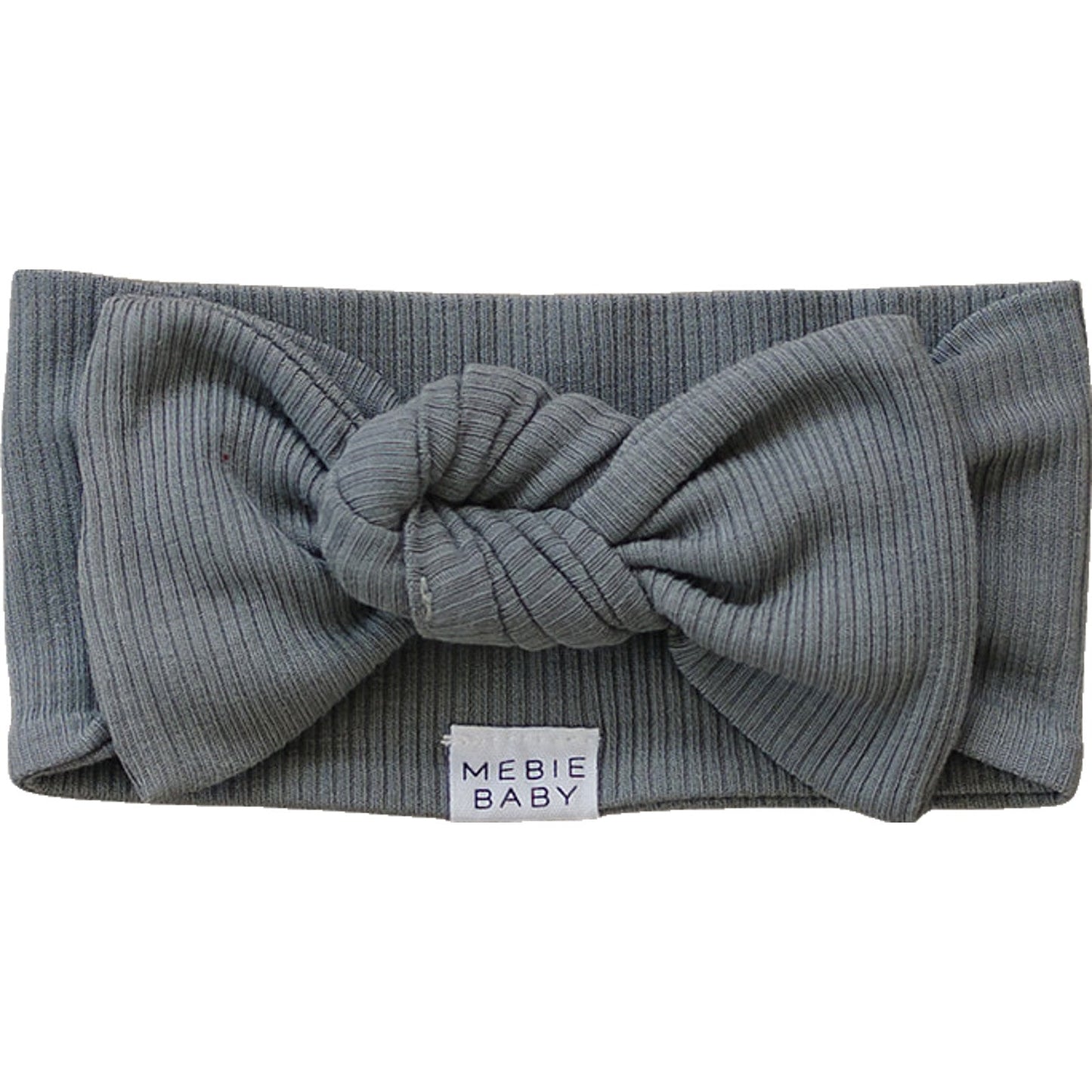 Mebie Baby Organic Cotton Ribbed Head Wrap Bow | Grey