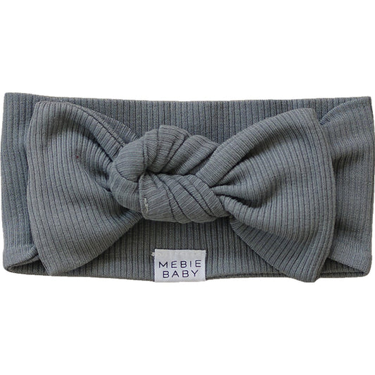 Mebie Baby Organic Cotton Ribbed Head Wrap Bow | Grey