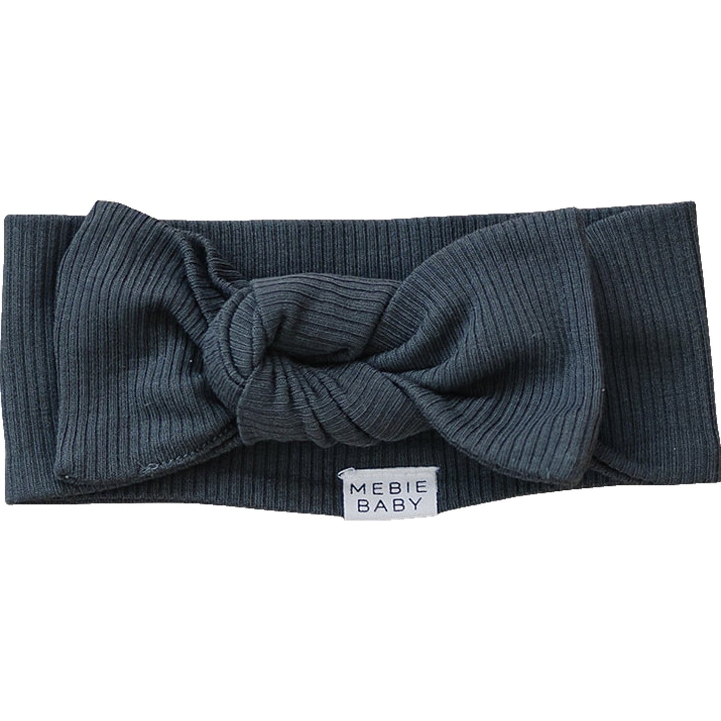 Mebie Baby Organic Cotton Ribbed Head Wrap Bow | Charcoal