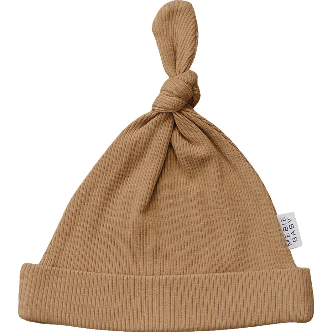 Mebie Baby Organic Cotton Ribbed Newborn Knot Hat | Cafe