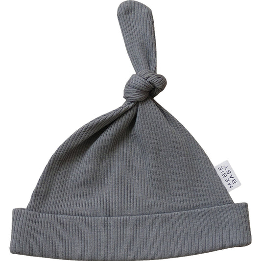 Mebie Baby Organic Ribbed Newborn Knot Hat | Grey